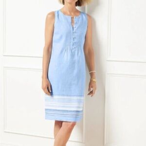 Pintuck linen popover dress